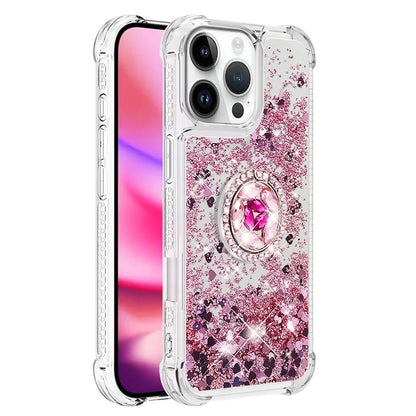 YB Quicksand Series-7 For iPhone 16 Pro Max Kickstand Case Shiny Sequins TPU Cover