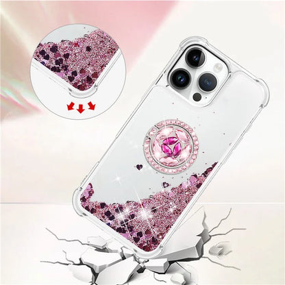 YB Quicksand Series-7 For iPhone 16 Pro Max Kickstand Case Shiny Sequins TPU Cover