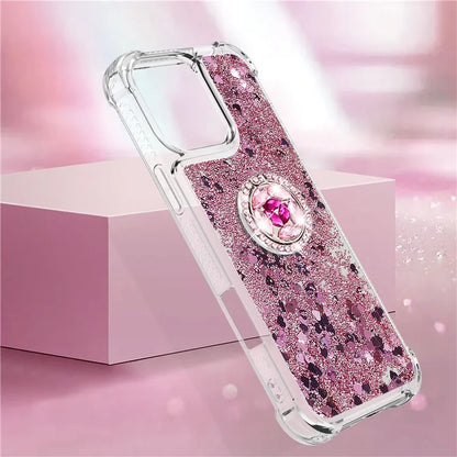 YB Quicksand Series-7 For iPhone 16 Pro Max Kickstand Case Shiny Sequins TPU Cover