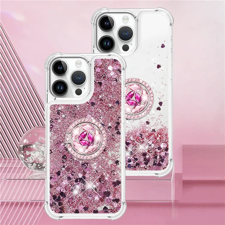 YB Quicksand Series-7 For iPhone 16 Pro Max Kickstand Case Shiny Sequins TPU Cover