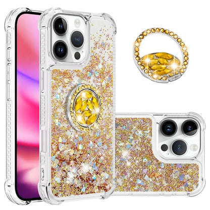 YB Quicksand Series-7 For iPhone 16 Pro Max Kickstand Case Shiny Sequins TPU Cover