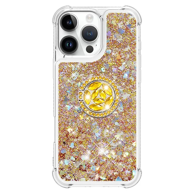YB Quicksand Series-7 For iPhone 16 Pro Max Kickstand Case Shiny Sequins TPU Cover