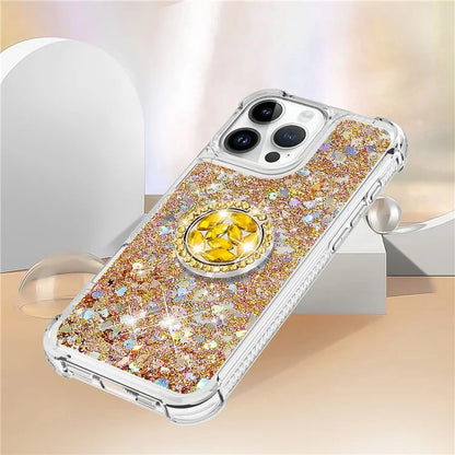 YB Quicksand Series-7 For iPhone 16 Pro Max Kickstand Case Shiny Sequins TPU Cover