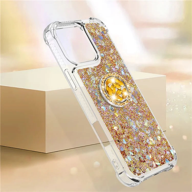 YB Quicksand Series-7 For iPhone 16 Pro Max Kickstand Case Shiny Sequins TPU Cover