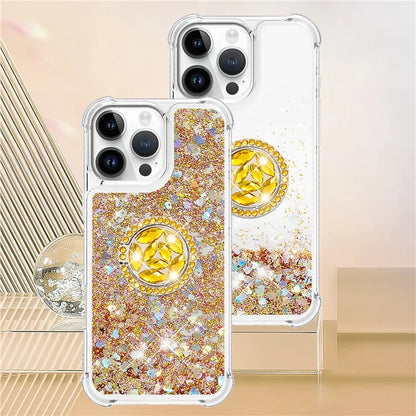 YB Quicksand Series-7 For iPhone 16 Pro Max Kickstand Case Shiny Sequins TPU Cover