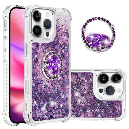 YB Quicksand Series-7 For iPhone 16 Pro Max Kickstand Case Shiny Sequins TPU Cover