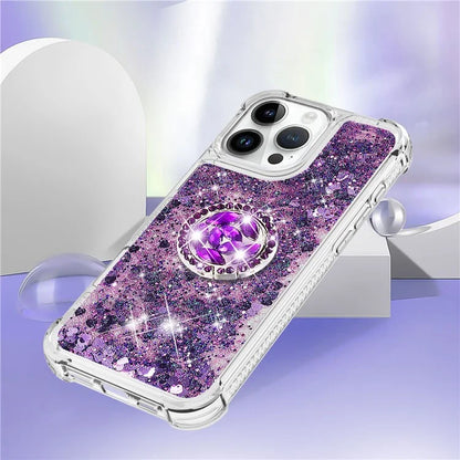 YB Quicksand Series-7 For iPhone 16 Pro Max Kickstand Case Shiny Sequins TPU Cover