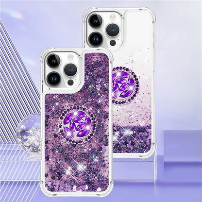 YB Quicksand Series-7 For iPhone 16 Pro Max Kickstand Case Shiny Sequins TPU Cover