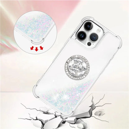 YB Quicksand Series-7 For iPhone 16 Pro Max Kickstand Case Shiny Sequins TPU Cover