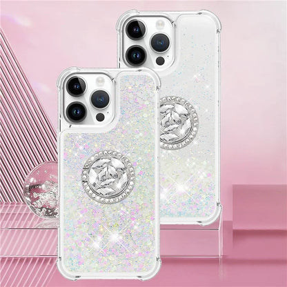 YB Quicksand Series-7 For iPhone 16 Pro Max Kickstand Case Shiny Sequins TPU Cover