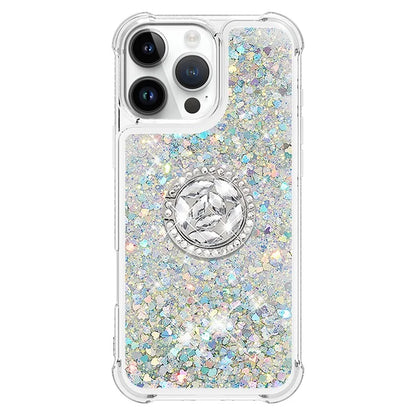 YB Quicksand Series-7 For iPhone 16 Pro Max Kickstand Case Shiny Sequins TPU Cover