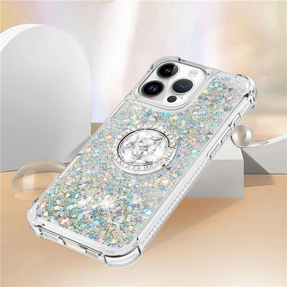 YB Quicksand Series-7 For iPhone 16 Pro Max Kickstand Case Shiny Sequins TPU Cover