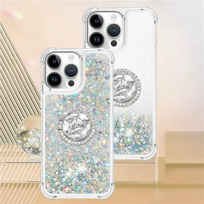 YB Quicksand Series-7 For iPhone 16 Pro Max Kickstand Case Shiny Sequins TPU Cover