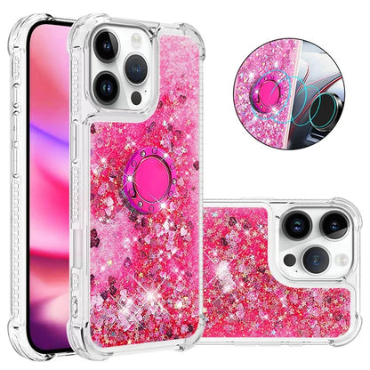 YB Quicksand Series-7 For iPhone 16 Pro Max Kickstand Case Shiny Sequins TPU Cover