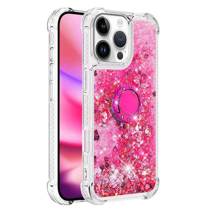 YB Quicksand Series-7 For iPhone 16 Pro Max Kickstand Case Shiny Sequins TPU Cover