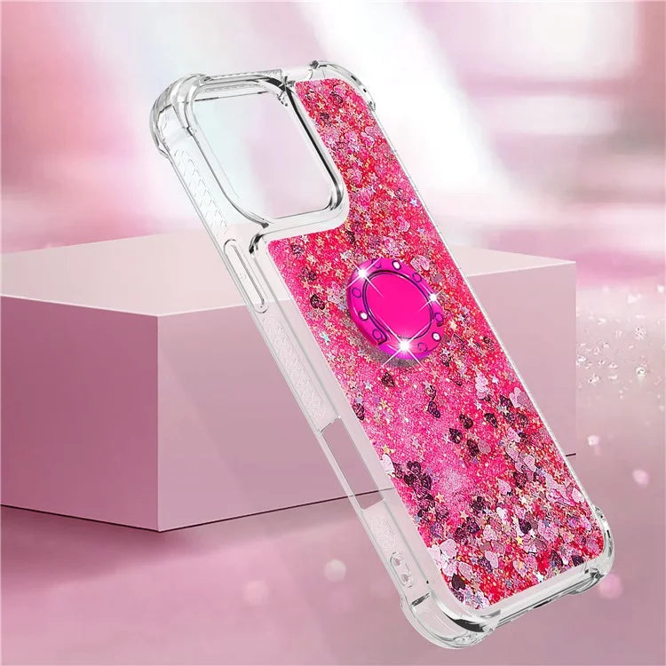 YB Quicksand Series-7 For iPhone 16 Pro Max Kickstand Case Shiny Sequins TPU Cover