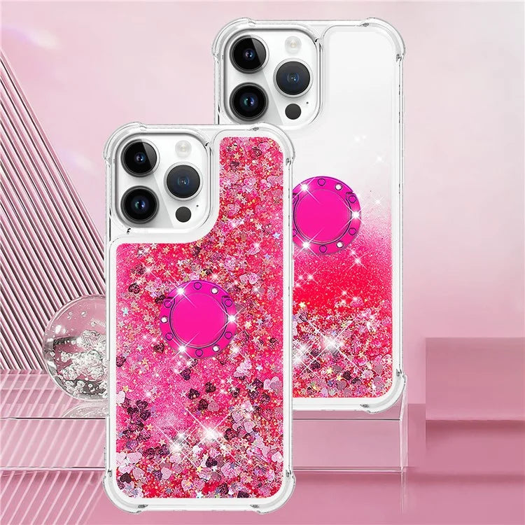YB Quicksand Series-7 For iPhone 16 Pro Max Kickstand Case Shiny Sequins TPU Cover