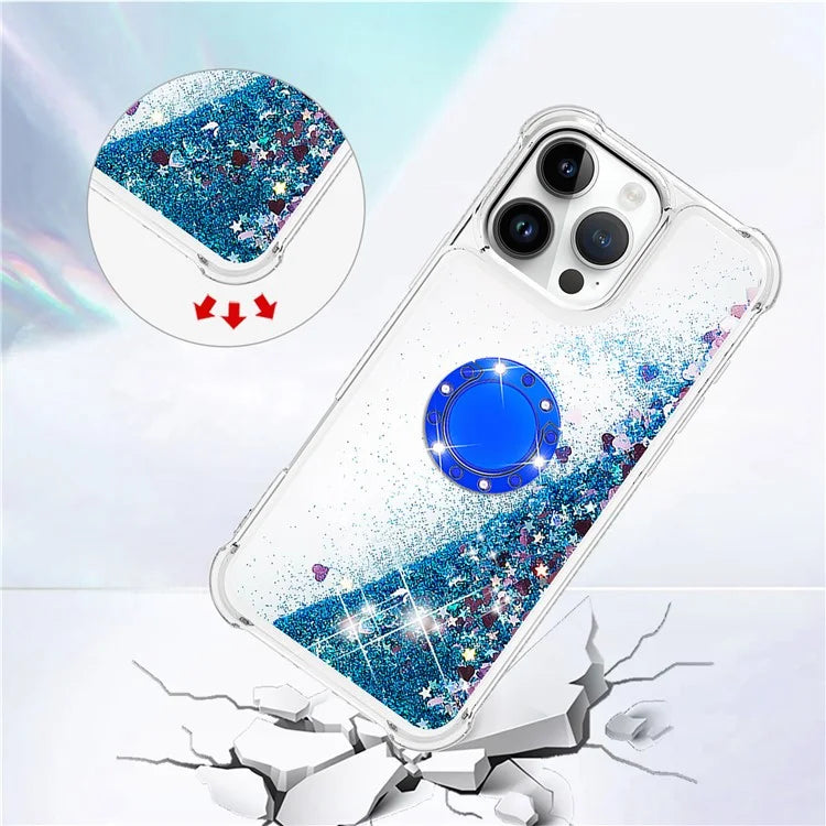 YB Quicksand Series-7 For iPhone 16 Pro Max Kickstand Case Shiny Sequins TPU Cover