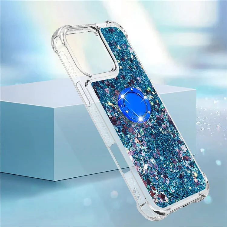 YB Quicksand Series-7 For iPhone 16 Pro Max Kickstand Case Shiny Sequins TPU Cover