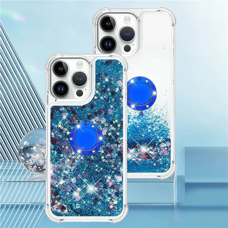 YB Quicksand Series-7 For iPhone 16 Pro Max Kickstand Case Shiny Sequins TPU Cover