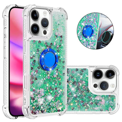 YB Quicksand Series-7 For iPhone 16 Pro Max Kickstand Case Shiny Sequins TPU Cover