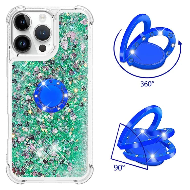 YB Quicksand Series-7 For iPhone 16 Pro Max Kickstand Case Shiny Sequins TPU Cover