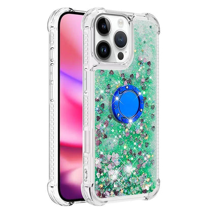 YB Quicksand Series-7 For iPhone 16 Pro Max Kickstand Case Shiny Sequins TPU Cover