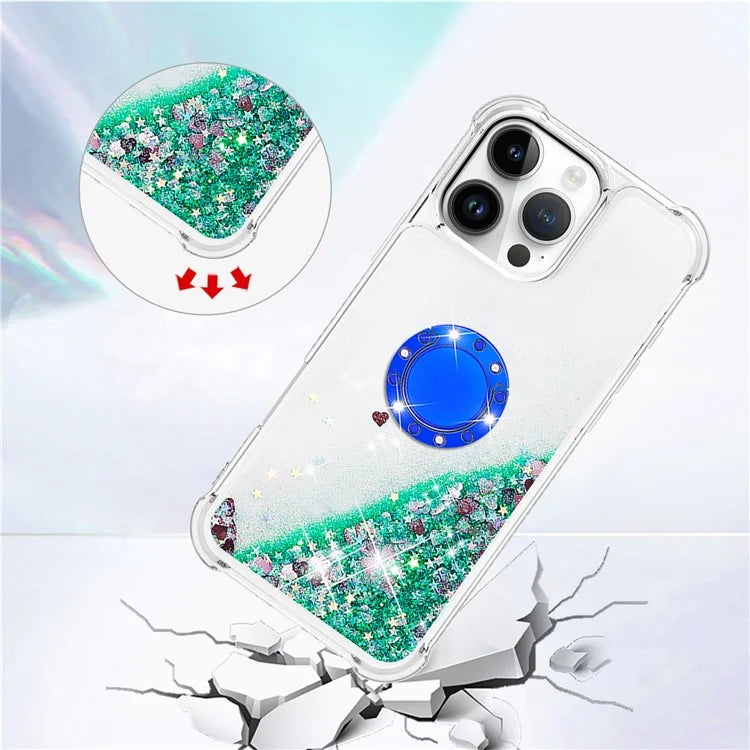 YB Quicksand Series-7 For iPhone 16 Pro Max Kickstand Case Shiny Sequins TPU Cover