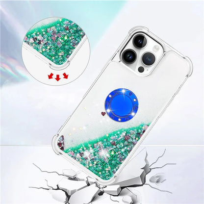 YB Quicksand Series-7 For iPhone 16 Pro Max Kickstand Case Shiny Sequins TPU Cover