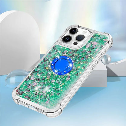 YB Quicksand Series-7 For iPhone 16 Pro Max Kickstand Case Shiny Sequins TPU Cover