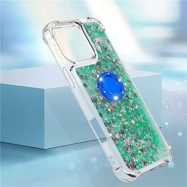 YB Quicksand Series-7 For iPhone 16 Pro Max Kickstand Case Shiny Sequins TPU Cover