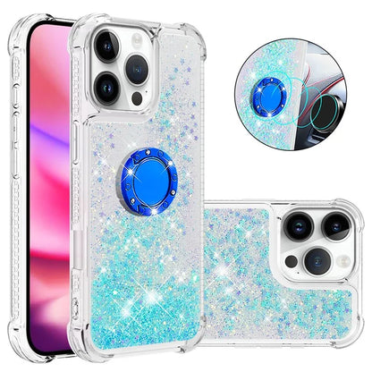 YB Quicksand Series-7 For iPhone 16 Pro Max Kickstand Case Shiny Sequins TPU Cover