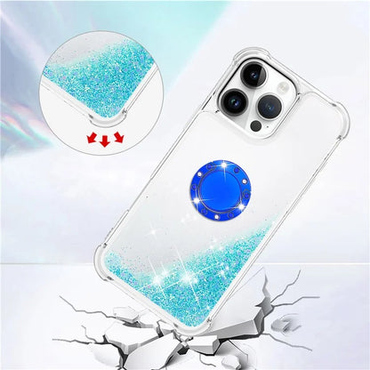YB Quicksand Series-7 For iPhone 16 Pro Max Kickstand Case Shiny Sequins TPU Cover