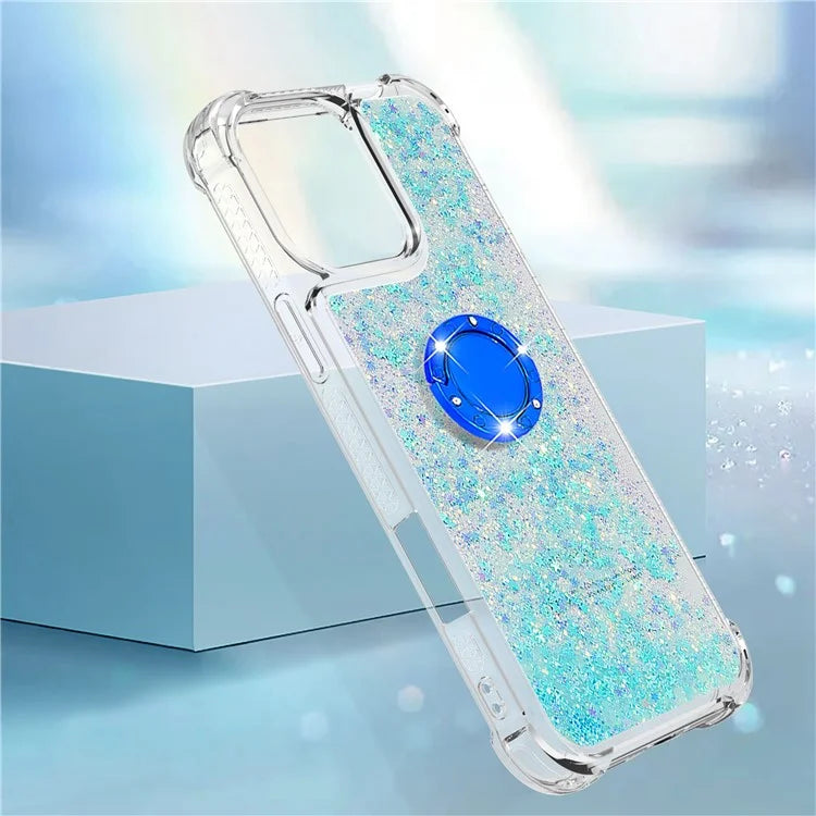 YB Quicksand Series-7 For iPhone 16 Pro Max Kickstand Case Shiny Sequins TPU Cover