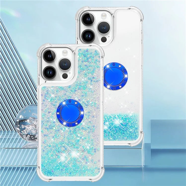 YB Quicksand Series-7 For iPhone 16 Pro Max Kickstand Case Shiny Sequins TPU Cover