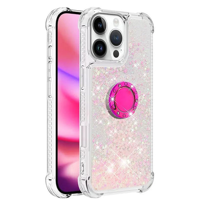 YB Quicksand Series-7 For iPhone 16 Pro Max Kickstand Case Shiny Sequins TPU Cover