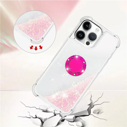 YB Quicksand Series-7 For iPhone 16 Pro Max Kickstand Case Shiny Sequins TPU Cover