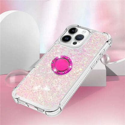 YB Quicksand Series-7 For iPhone 16 Pro Max Kickstand Case Shiny Sequins TPU Cover