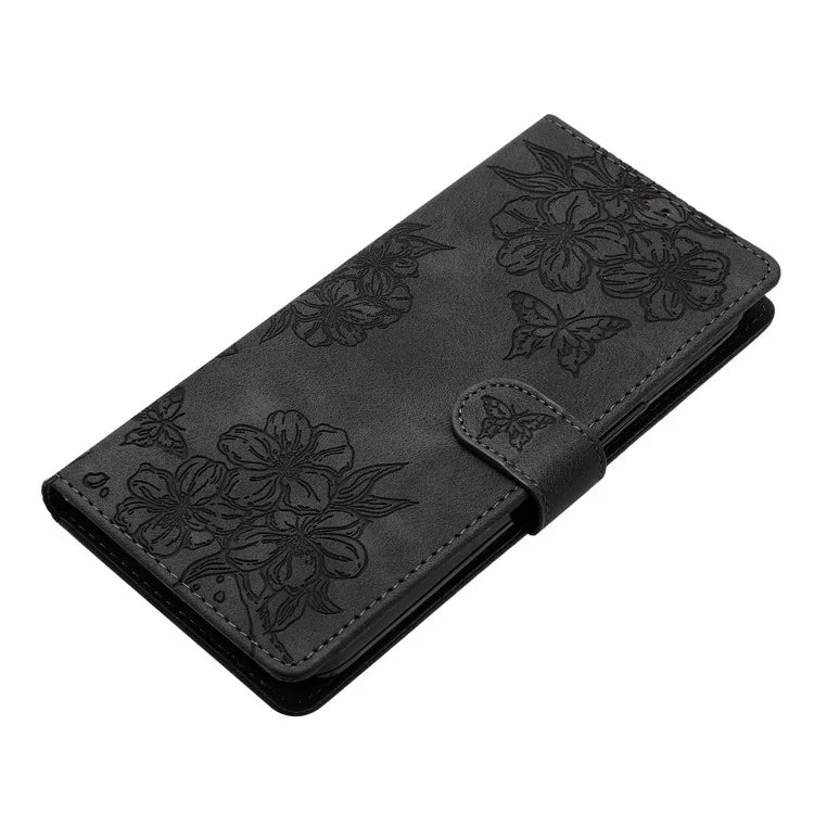 For Samsung Galaxy A06 Case Butterfly Flower Pattern Skin-Touch Leather Phone Cover