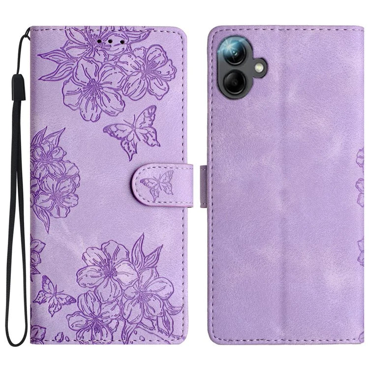 For Samsung Galaxy A06 Case Butterfly Flower Pattern Skin-Touch Leather Phone Cover