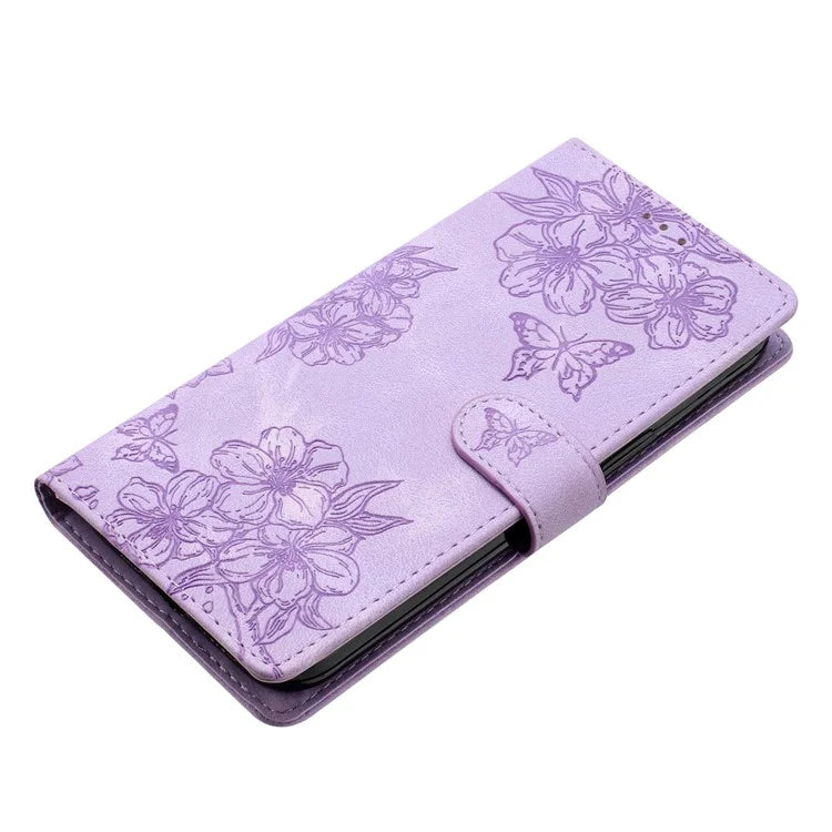 For Samsung Galaxy A06 Case Butterfly Flower Pattern Skin-Touch Leather Phone Cover