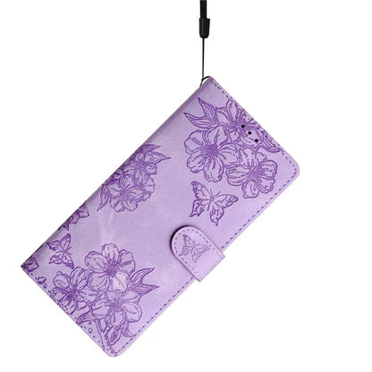 For Samsung Galaxy A06 Case Butterfly Flower Pattern Skin-Touch Leather Phone Cover