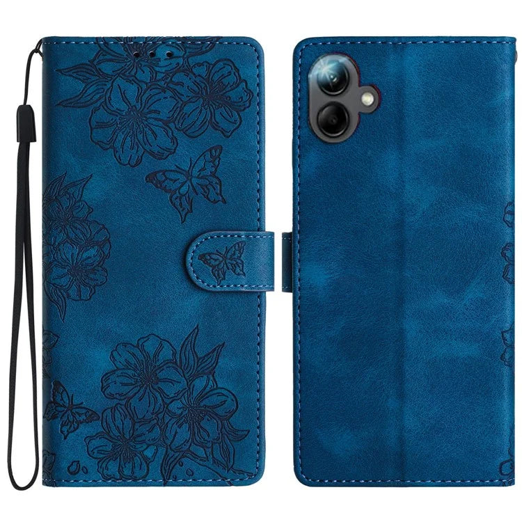 For Samsung Galaxy A06 Case Butterfly Flower Pattern Skin-Touch Leather Phone Cover