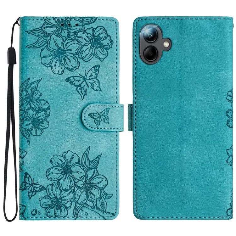 For Samsung Galaxy A06 Case Butterfly Flower Pattern Skin-Touch Leather Phone Cover