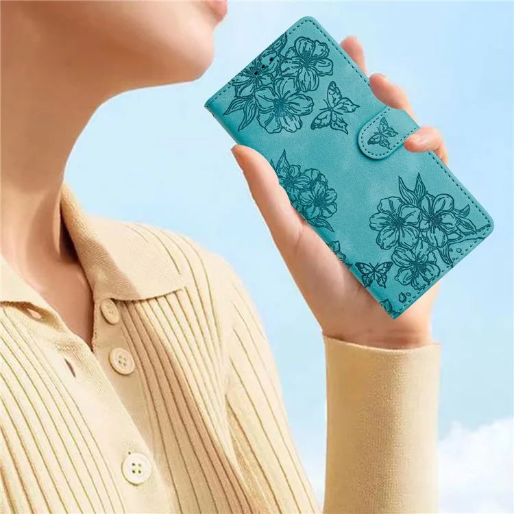 For Samsung Galaxy A06 Case Butterfly Flower Pattern Skin-Touch Leather Phone Cover