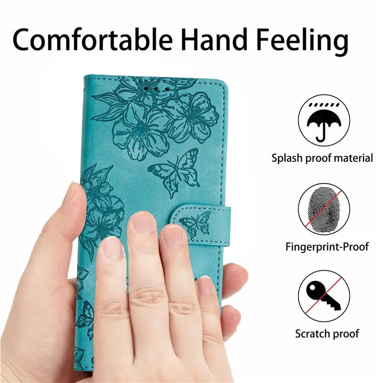 For Samsung Galaxy A06 Case Butterfly Flower Pattern Skin-Touch Leather Phone Cover