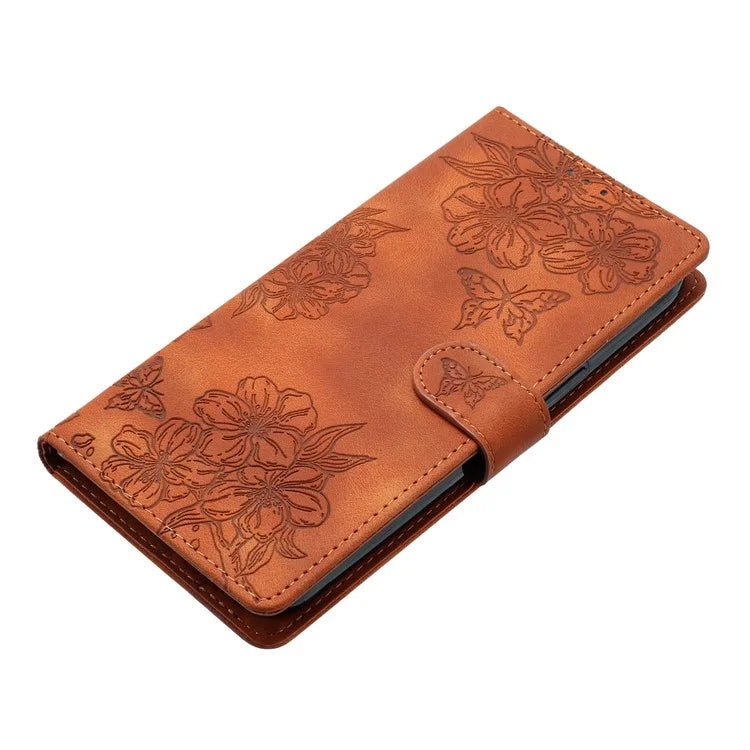 For Samsung Galaxy A06 Case Butterfly Flower Pattern Skin-Touch Leather Phone Cover