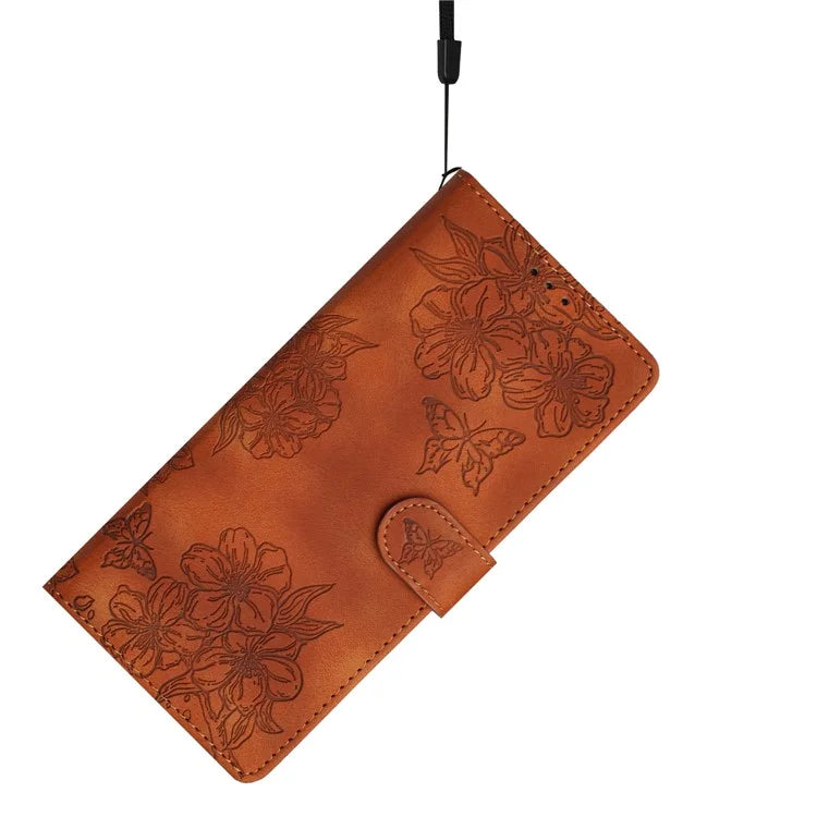 For Samsung Galaxy A06 Case Butterfly Flower Pattern Skin-Touch Leather Phone Cover