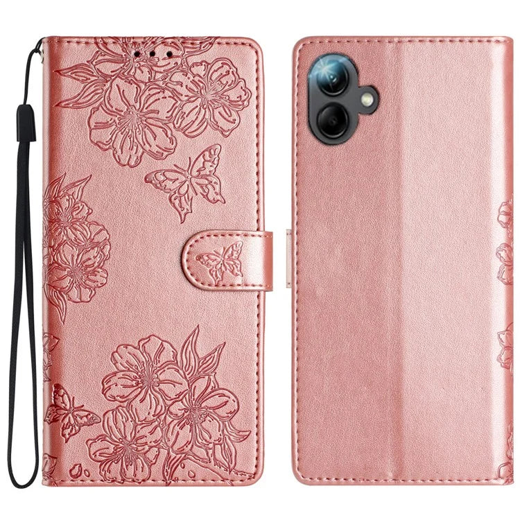 For Samsung Galaxy A06 Case Butterfly Flower Drop-Proof PU Leather Wallet Phone Cover