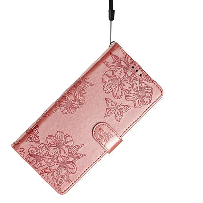 For Samsung Galaxy A06 Case Butterfly Flower Drop-Proof PU Leather Wallet Phone Cover